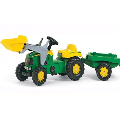 Rolly kid Трактор 023110  с прицепом, ковшом, зеленый 