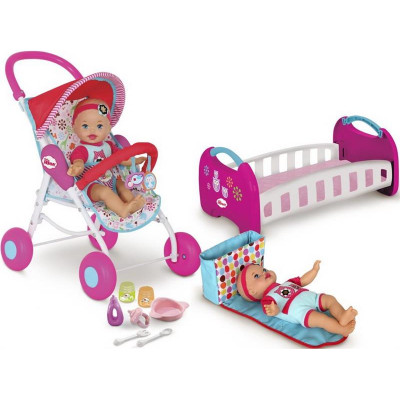 Little mommy Набор коляска с куклой и кроваткой 86891